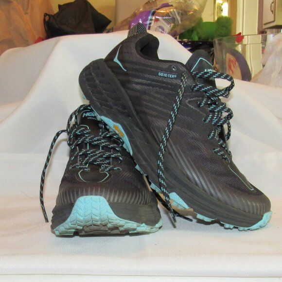 Hoka One One Speedgoat 4 Women's Black and Teal Sneakers Size 7 EUC - Picture 1 of 12